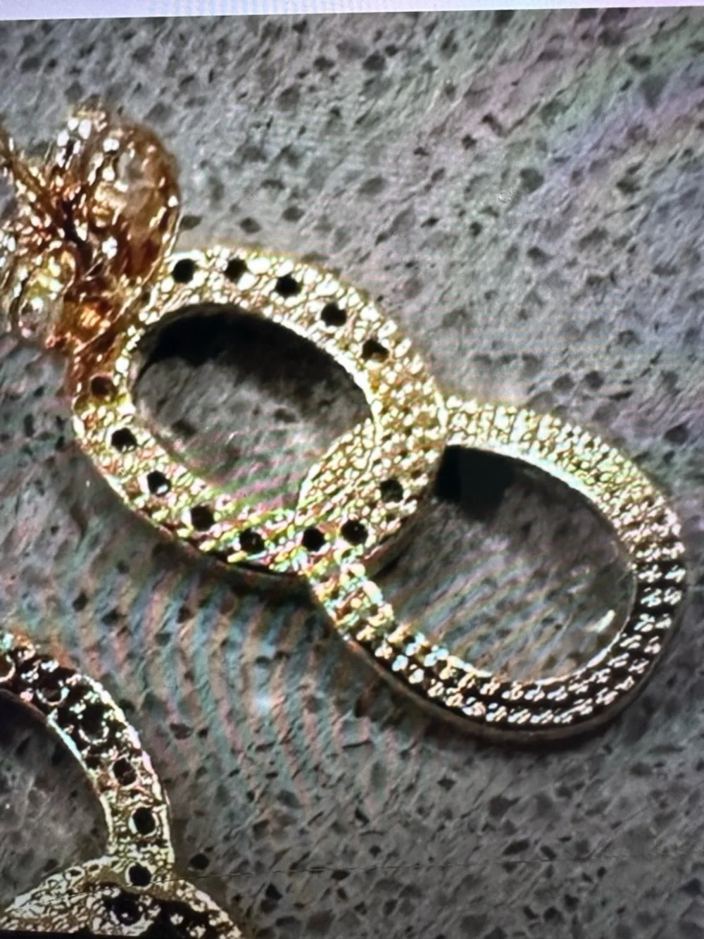 18K Gold Plated CZ Double Circle Stud Earrings | Linked Drop Style NWT